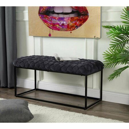 COMFORTCORRECT Joaquin Rectangular Hand Upholstered Bench, Black Velvet CO3644241